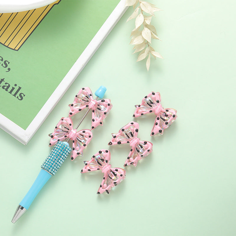 Wholesale 10pcs Heavy Hand Painted Bowknot Straight Hole Cute Beads